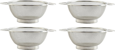 KUBER INDUSTRIES Stainless Steel Double Mesh Fruits/Vegetable Basket Strainer Set of 4 Pcs (Code-VB40) Colander(Silver)