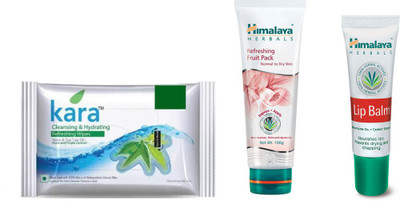 

Himalaya Kara Skin Care Wipes, Refreshing Fruit Pack, Lip Balm(Set of 3)
