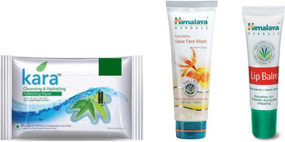 

Himalaya Kara Skin Care Wipes, Fairness Kesar Face Wash, Lip Balm(Set of 3)