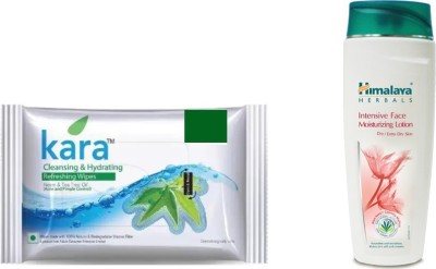 

Himalaya Kara Skin Care Wipes, Intensive Face Moisturizing Lotion(Set of 2)