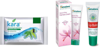 

Himalaya Kara Skin Care Wipes, Natural Glow Fairness Cream, Lip Balm(Set of 3)