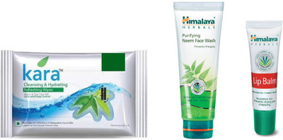 

Himalaya Kara Skin Care Wipes, Purifying Neem Face Wash, Lip Balm(Set of 3)