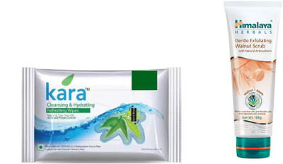 

Himalaya Kara Skin Care Wipes, Gentle Exfoliating Walnut Scrub(Set of 2)