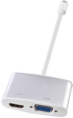 

Microware Mini Display Port To VGA & HDMI Adapter 2 in 1 USB C Type Cable(Silver)