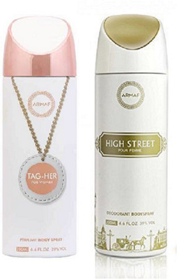 

Armaf Tag her for women 200 ml + Highstreet for women 200ml Deodorant Spray - For Women(400 ml, Pack of 2)