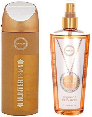 

Armaf Hunter for men 200ml + Tag her for women 200ml Deodorant Spray - For Men & Women(450 ml, Pack of 2)