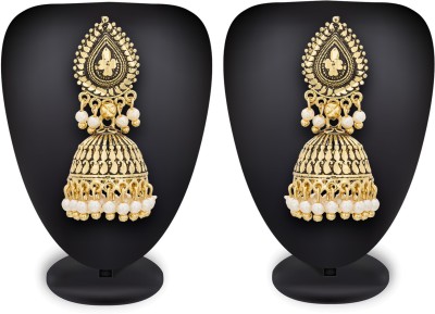 LUXOR Traditional Filigree Jhumkha Pearl Alloy Jhumki Earring