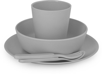 

bobo&boo 5 Piece Children's Bamboo Dinnerware Set - Pebble Grey - - Made from Bamboo, Non-Toxic, BPA-free & Eco-friendly, Kids Mealtime Set for Healthy Infant Feeding, Great Gift for Baby Showers & Birthdays, FDA & LFGB approved(Pebble Grey)