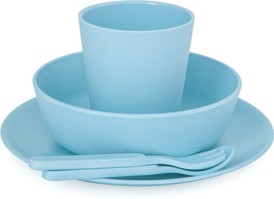 

bobo&boo 5 Piece Children's Bamboo Dinnerware Set - Pacific Blue - - Made from Bamboo, Non-Toxic, BPA-free & Eco-friendly, Kids Mealtime Set for Healthy Infant Feeding, Great Gift for Baby Showers & Birthdays, FDA & LFGB approved(Pacific Blue)