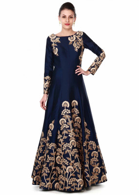 71 OFF on Kedar Fab Straight Gown Dark Blue on Flipkart