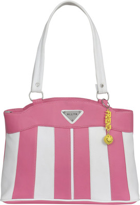Alliya Shoulder Bag(White, Pink), Pink;white