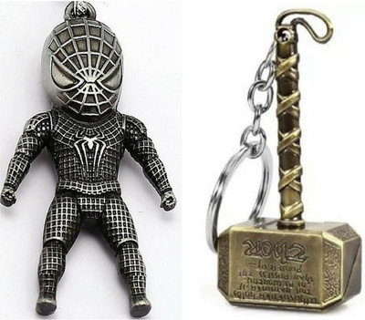 

Techitry Spiderman & Thor Hammer Combo of 2 Metal Key Chain