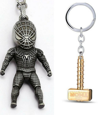 

Techitry Thor Hammer Smaller & Spiderman Combo of 2 Metal Key Chain