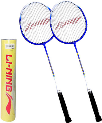 

Li-Ning Badminton Full Set (Smash XP 707 Strung Badminton Racquet Set of 2 + Champion Pro Feather Shuttlecock, Pack of 12) Badminton Kit