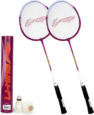 

Li-Ning Badminton Full Set (Smash XP 708 Strung Badminton Racquet Set of 2 + Champ Feather Shuttlecock, Pack of 12) Badminton Kit