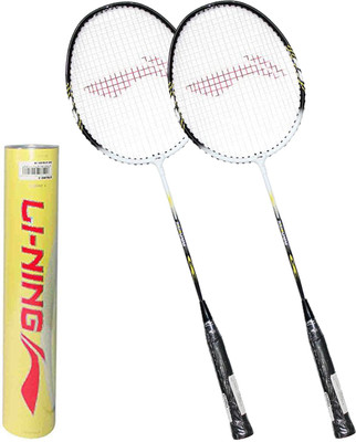 

Li-Ning Badminton Full Set (Smash XP 808 Strung Badminton Racquet Set of 2 + Champion Pro Feather Shuttlecock, Pack of 12) Badminton Kit