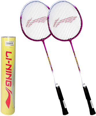 

Li-Ning Badminton Full Set (Smash XP 708 Strung Badminton Racquet Set of 2 + Champion Pro Feather Shuttlecock, Pack of 12) Badminton Kit