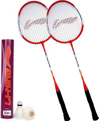 

Li-Ning Badminton Full Set (Smash XP 809 Strung Badminton Racquet Set of 2 + Champ Feather Shuttlecock, Pack of 12) Badminton Kit