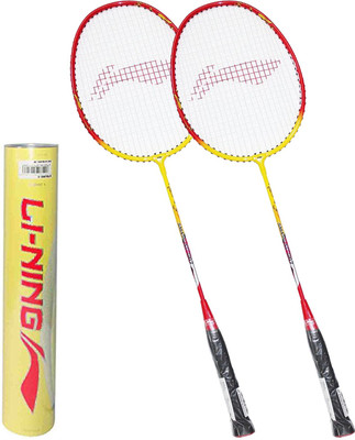 

Li-Ning Badminton Full Set (Smash XP 807 Strung Badminton Racquet Set of 2 + Champion Pro Feather Shuttlecock, Pack of 12) Badminton Kit