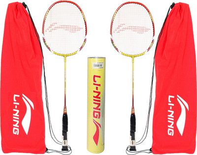 

Li-Ning Badminton Full Set (XP 90 Strung Badminton Racquet Set of 2 + Champion Pro Feather Shuttlecock, Pack of 12) Badminton Kit