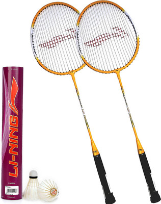 

Li-Ning Badminton Full Set (Smash XP 710 Strung Badminton Racquet Set of 2 + Champ Feather Shuttlecock, Pack of 12) Badminton Kit
