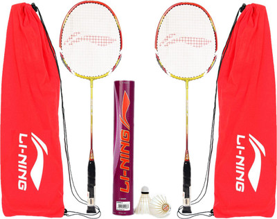 

Li-Ning Badminton Full Set (XP 90 Strung Badminton Racquet Set of 2 + Champ Feather Shuttlecock, Pack of 12) Badminton Kit