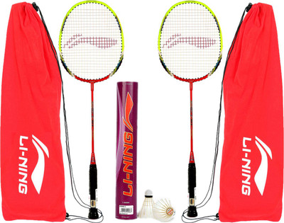 

Li-Ning Badminton Full Set (XP 80 Strung Badminton Racquet Set of 2 + Champ Feather Shuttlecock, Pack of 12) Badminton Kit