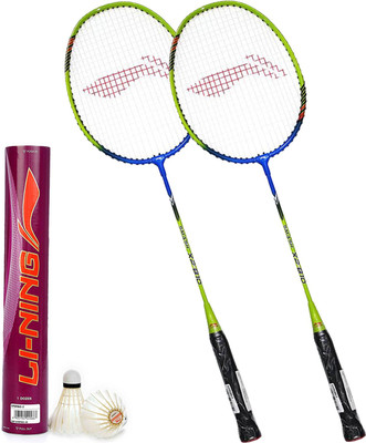

Li-Ning Badminton Full Set (Smash XP 810 Strung Badminton Racquet Set of 2 + Champ Feather Shuttlecock, Pack of 12) Badminton Kit