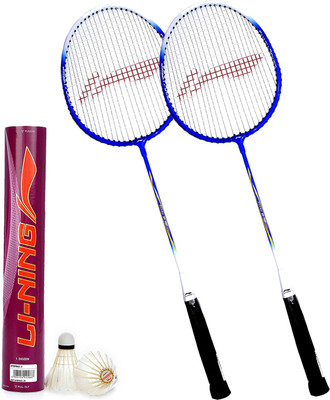 

Li-Ning Badminton Full Set (Smash XP 707 Strung Badminton Racquet Set of 2 + Champ Feather Shuttlecock, Pack of 12) Badminton Kit