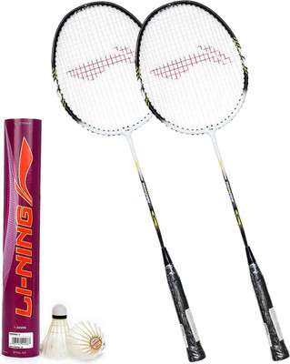 

Li-Ning Badminton Full Set (Smash XP 808 Strung Badminton Racquet Set of 2 + Champ Feather Shuttlecock, Pack of 12) Badminton Kit