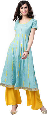 Aks Women Embellished A-line Kurta(Blue) Aks Women Embellished A-line Kurta(Blue)