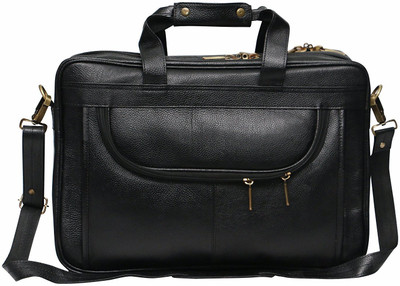 

reo leather Reo Pure leather office bag for men color black Waterproof Messenger Bag(Black, 18 L)