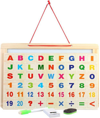 

Myra Double-Sided White & Black Slate with Magnetic Alphabets, Numbers & Mathematical Signs(Multicolor)