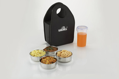 

Carewell Royal Lunch pack 4 Containers Lunch Box(1000 ml), Black;blue;silver
