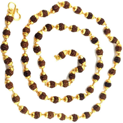 Eshopify 5 Mukhi Rudraksha Mala One Gram Gold-plated Plated Brass Chain