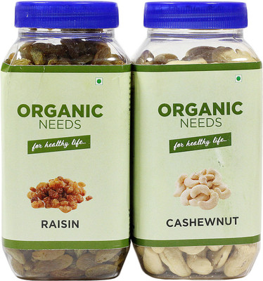 

Organic Needs Combo Pack Of Natural Raisin And Cashewnuts Raisins, Cashews(550 g, Mason Jar)