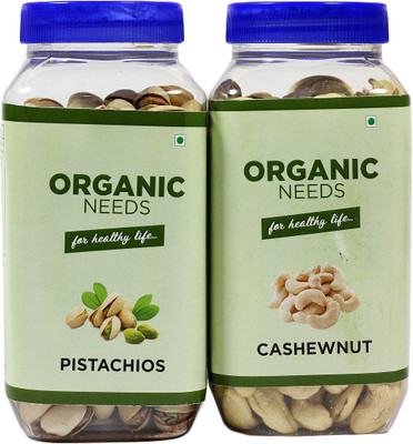 

Organic Needs Combo Pack Of Natural Cashewnuts And Pistachios Pistachios, Cashews(450 g, Mason Jar)