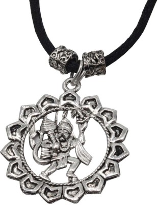 Sullery Religious Silver Jai Hanuman Pendant With Thread Chain Zinc, Alloy, Cotton Dori Pendant Set