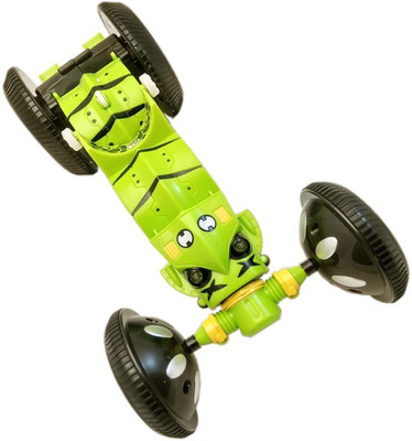 

FlySky Super Action Ben Ten SUPER POWER R/C STUNT CAR WITH MANY STUNT ROUNDS Like-Left/Right/Tumbling Flip Action/Drift /Crash-Worthiness./Forward, Reverse/ Right, Left etc.(Green)
