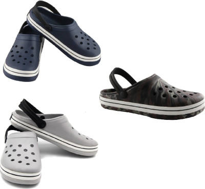 Ziplite Men COMBO (CLOG NAVY BLUE)+(CLOG ARMY)+(CLOG LIGHT GREY) Clogs