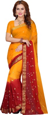 Ishin Dyed Bollywood Chiffon Saree(Yellow)