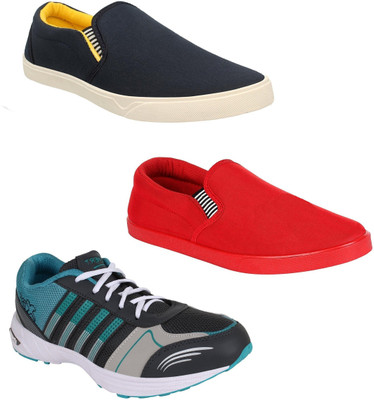 

Chevit Mens Pack of 3 Casual & Sports Shoes (Loafers & Running shoes) Loafers For Men(Multicolor, Mulicolor