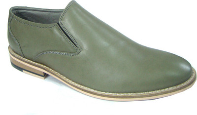 

ASM Olive Green Leather Slip Ons Shoes Slip On For Men(Green