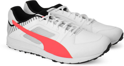 

Puma Team Rubber Cricket Shoes For Men(Multicolor, Puma white-fiery coral-puma black
