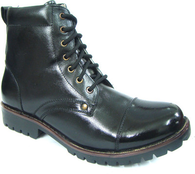 

ASM Black Pure Leather Boots Boots For Men(Black