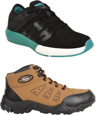 

Chevit Men's Combo Pack of 2 Sports Shoes (Running, Jogging & Gym Shoes) Running Shoes For Men(Multicolor, Black::beige