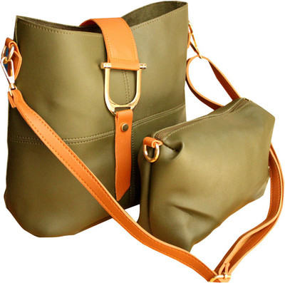 

HD Women Casual Green Leatherette Sling Bag