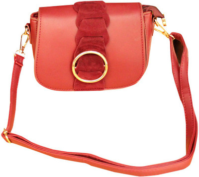 

HD Girls Casual Red Leatherette Sling Bag