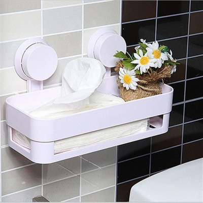 

House of Quirk Strong Suction Shower Caddy Bathroom Shelf Storage Organization with Rack Basket Sucker Cup for Shampoo, Conditioner, Soap (White)(White)