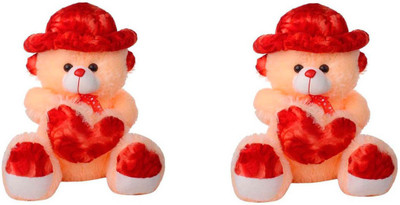 

ATTRACTIVE 1 feet soft sitting cap & heart teddy bear buy 1 get 1 (pack of 2) - 32 cm(Cream)